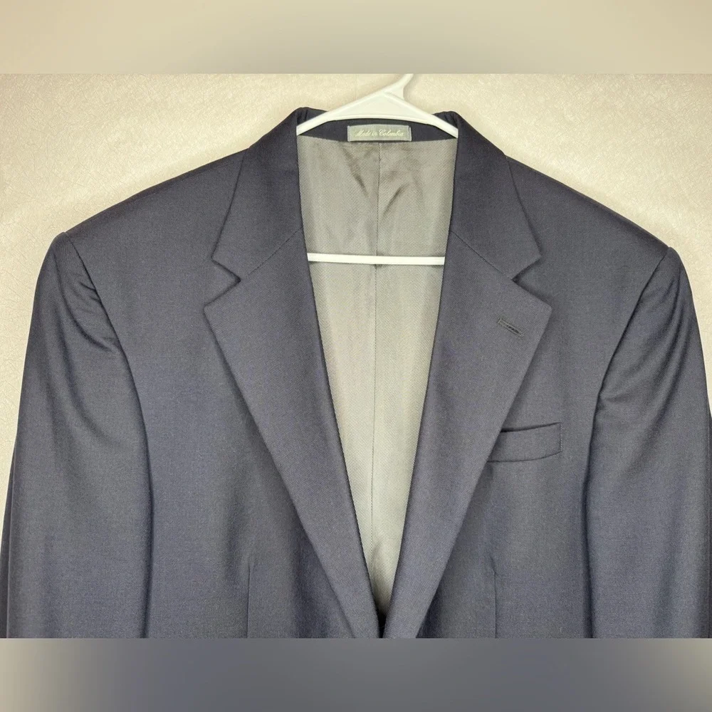 Oscar De La Renta Deep Navy Sport Coat Jacket Blazer 100% Wool 2 Button Size 44L